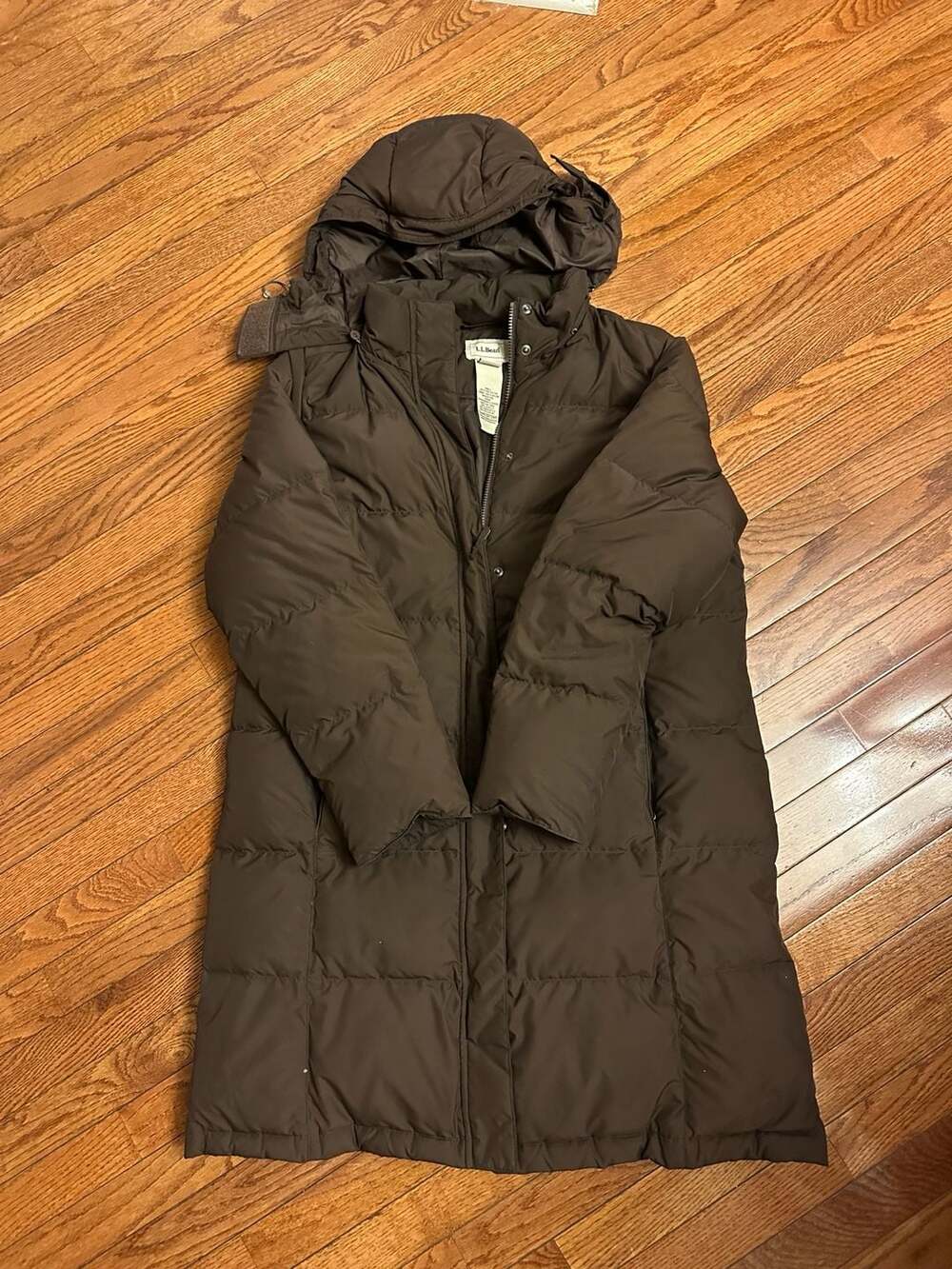 L.L. Bean Brown Down Puffer Coat Sz L